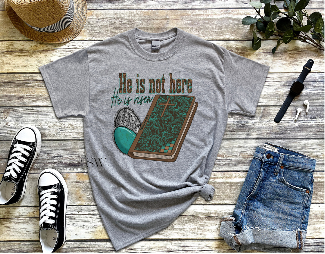 HE IS NOT HERE DTF TRANSFER