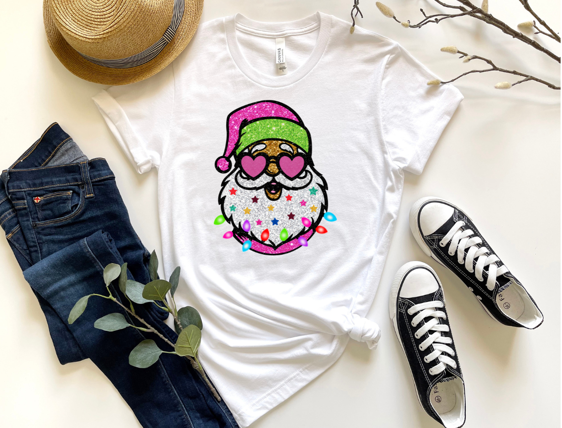 GLITTERY SANTA-DTF TRANSFER