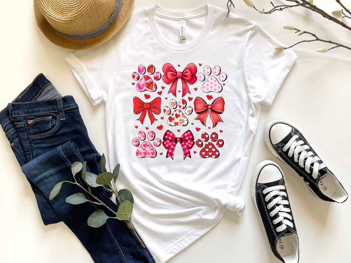 PAW PRINTS & BOWS - DTF TRANSFER