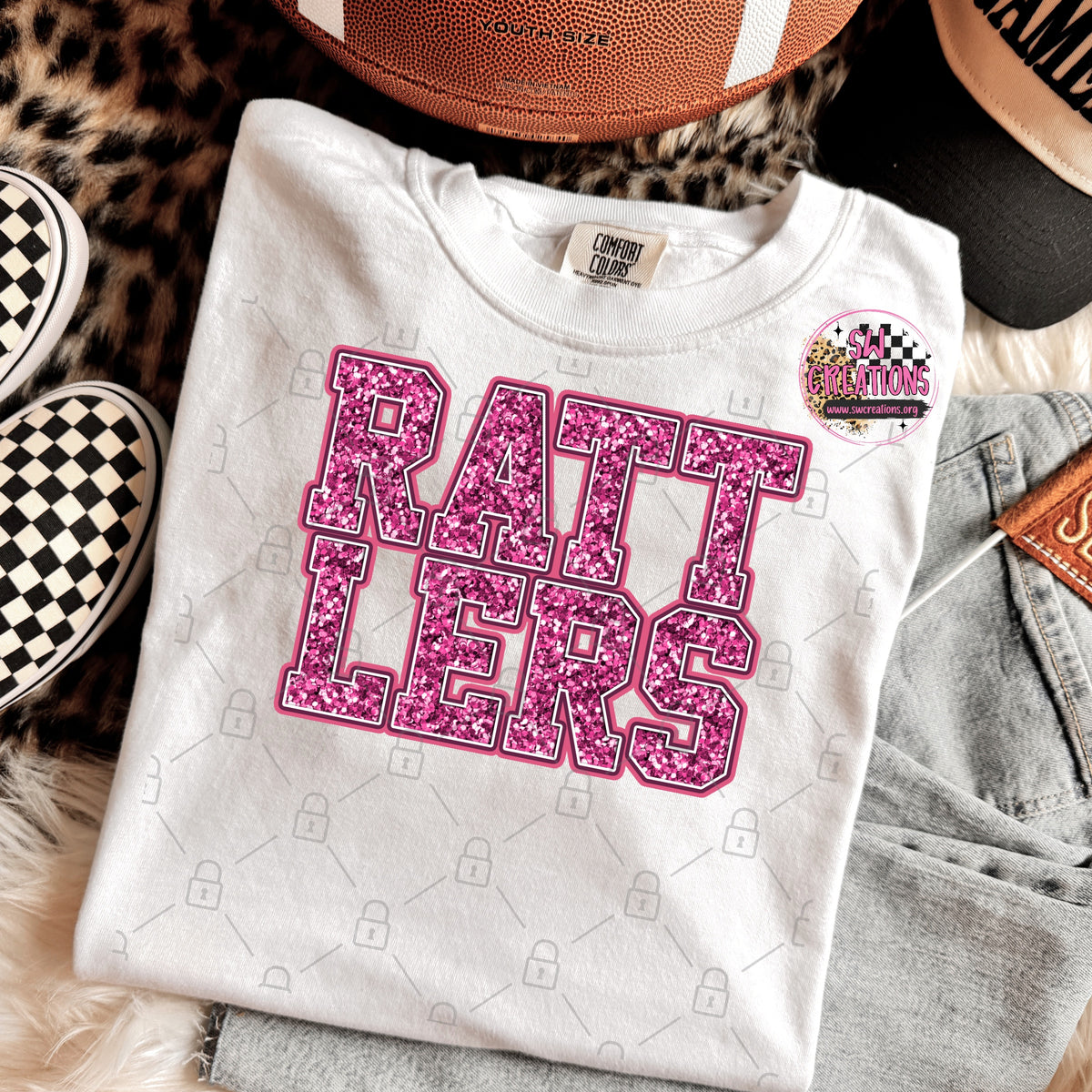 PINK GLITTER RATTLERS TRANSFER