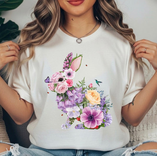 EASTER BUNNY FLORAL TRANSFER