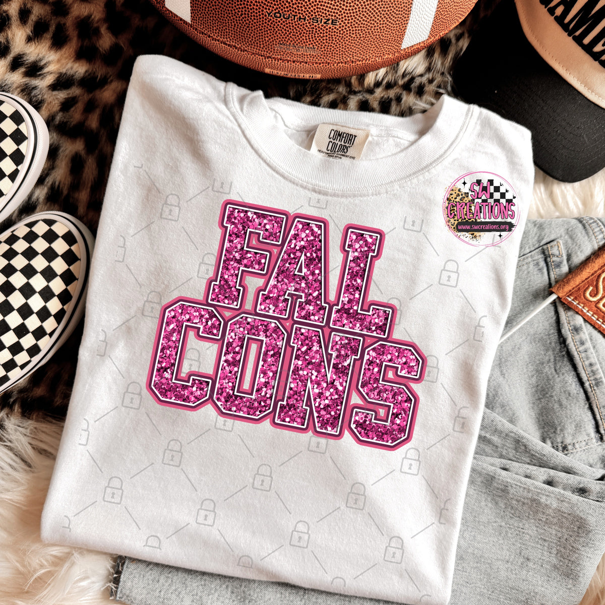 PINK GLITTER FALCONS TRANSFER