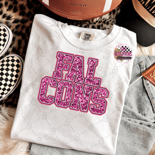PINK GLITTER FALCONS TRANSFER