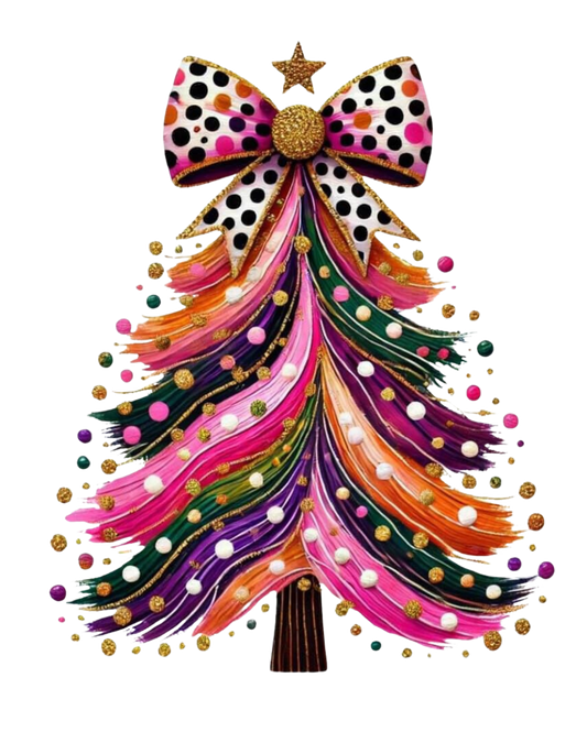 BRIGHT COLORED CHRISTMAS TREE- DTF TRANSFER