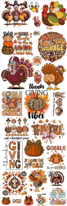 24X 72 Pre- Made Thanksgiving gang sheet